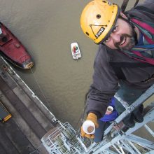 Filming at height on crane in Bristol docks