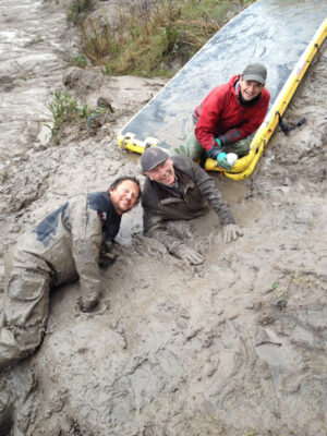 Safe filming of an actor in mud